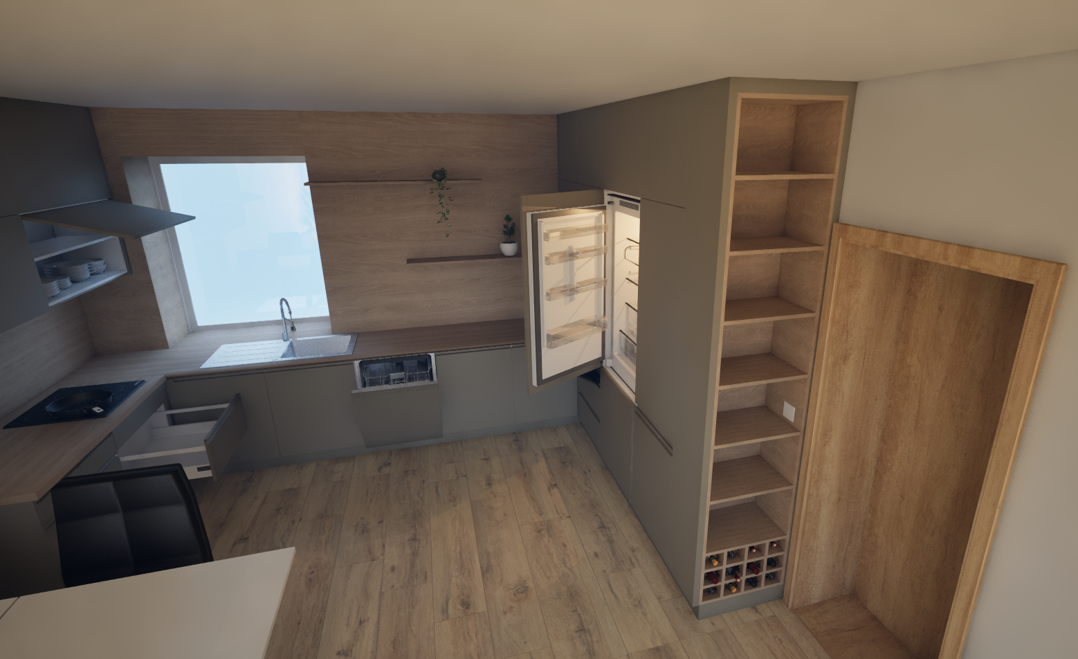 Kuchyň s obývákem